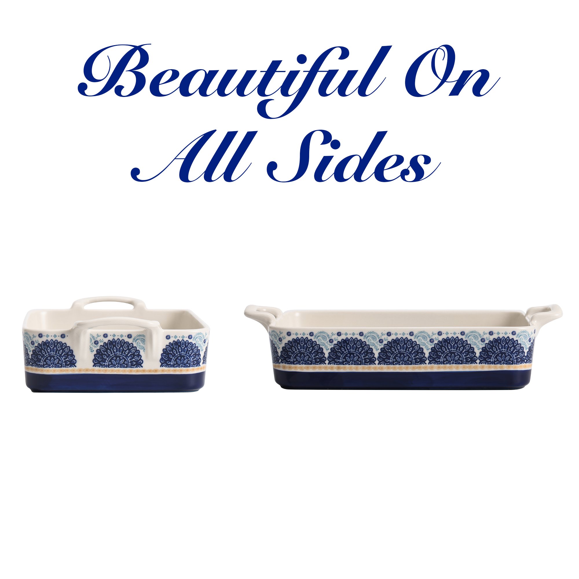 Bico International Blue Talavera Stoneware Baking Dish. Lasagna Pan. Medium Rectangular Baking Pan