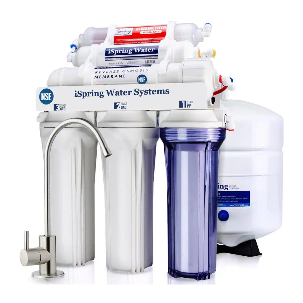 iSpring 6-Stage Under Sink Reverse Osmosis Drinking Water Filter System With Alkaline Remineralization. NSF Certified