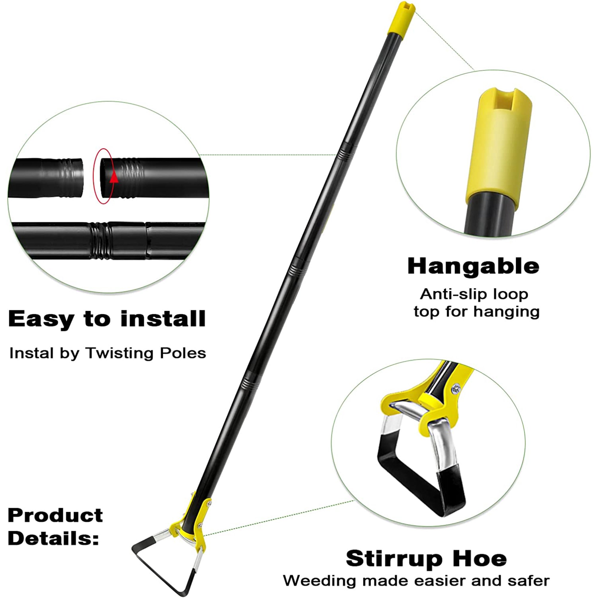 Vernilla Adjustable Hula Hoe Garden Tool 5.25 Ft. Long Handle