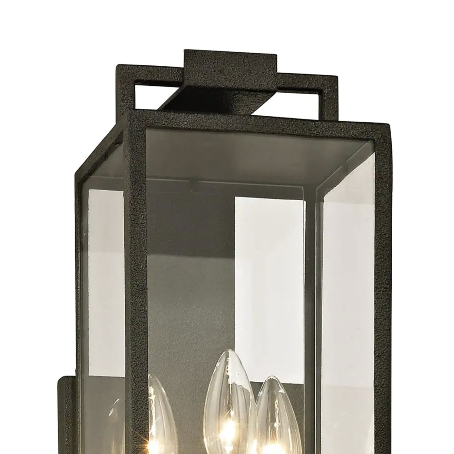 Troy Lighting Beckham 3-Light Forged Iron 21.5 in. H Outdoor Wall Lantern Sconce with Clear Glass