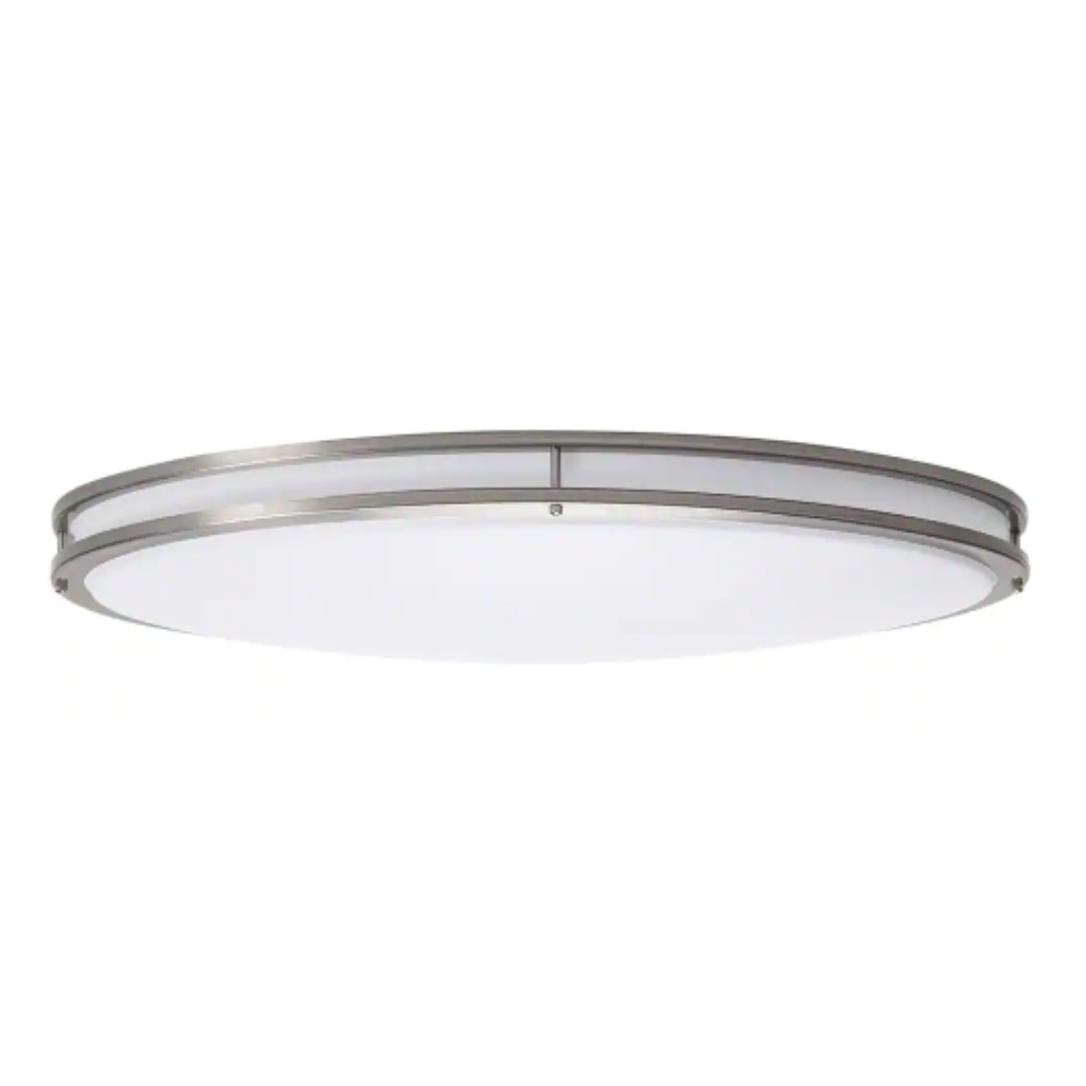 Hampton Bay 32 in. Oval 1-Light Brushed Nickel Dimmable LED Flush Mount