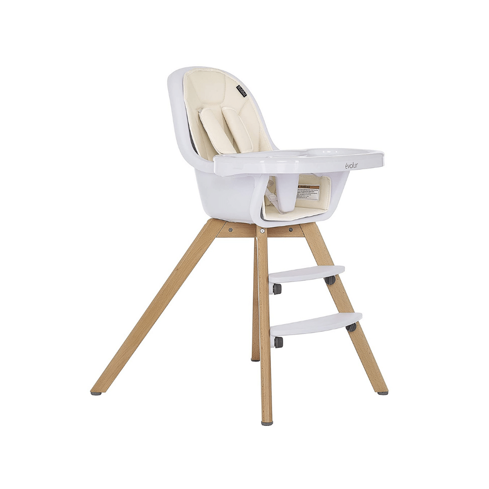 Evolur Zoodle 3-in-1 High Chair Booster Feeding Chair with Modern Design. Ivory