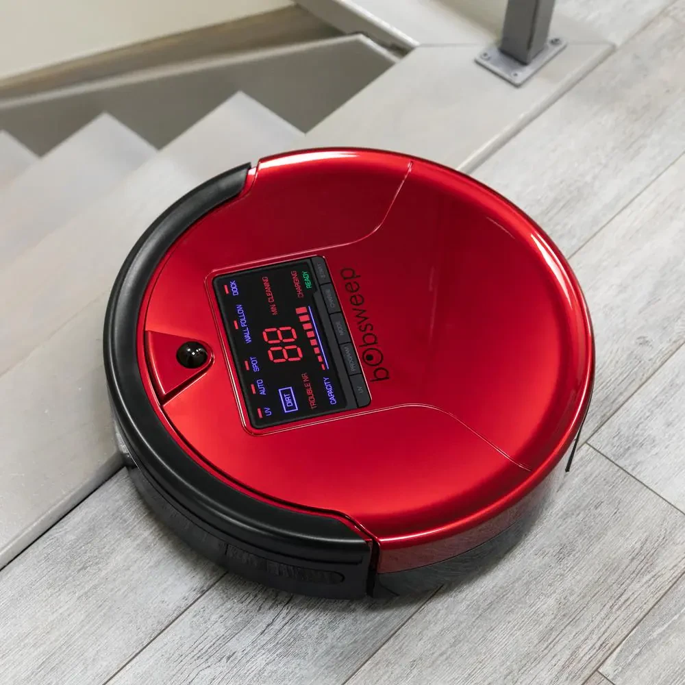 bObsweep PetHair Robotic Vacuum Cleaner and Mop. Rouge