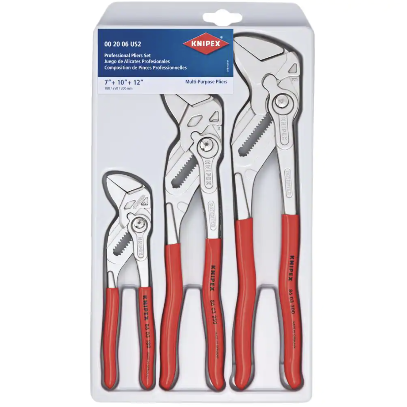 Knipex Forged Steel Nickel Plated Pliers Wrench Set (3-Piece)