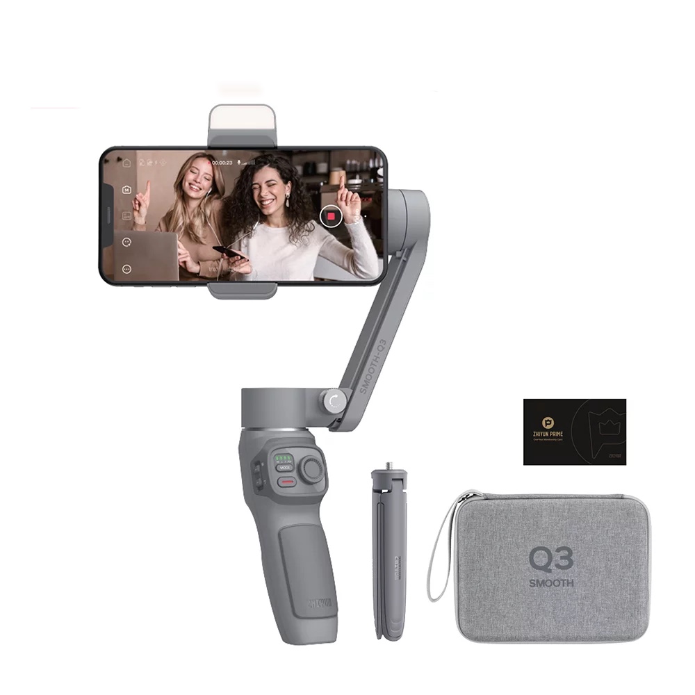 Zhiyun Smooth Q3 Combo Package. Phone Gimbal 3-Axis Flexible Smartphone Handheld Stabilizer with Fill Light for iPhone