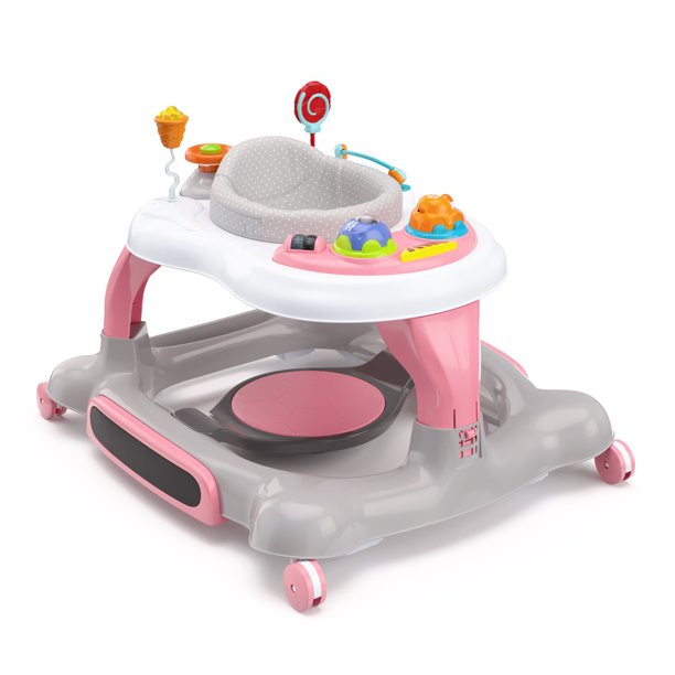Storkcraft 3-In-1 Activity Center Walker And Rocker With Jumping Board And Feeding Tray. Pink