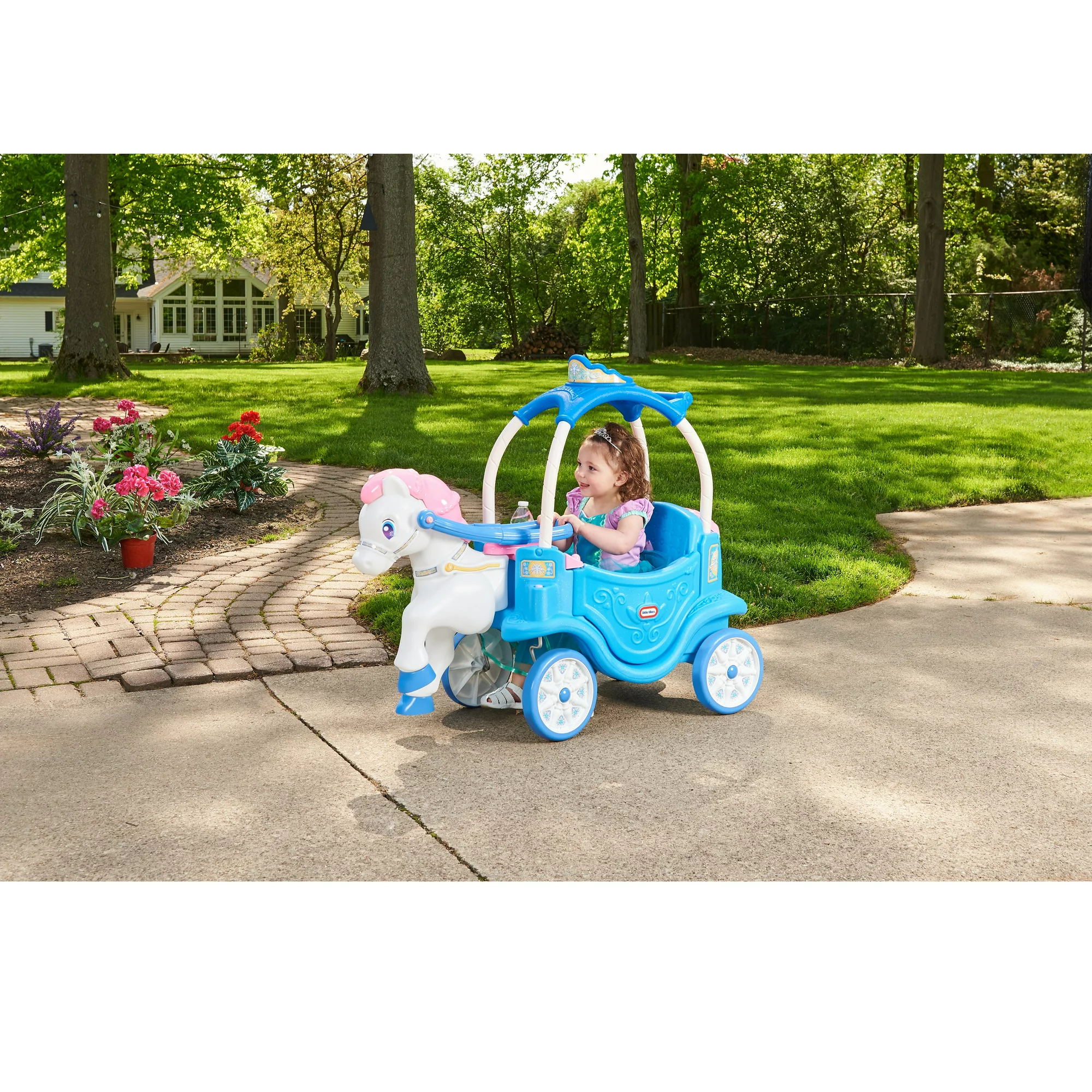 Little Tikes Princess Horse and Carriage in Frosty Blue. Foot-to-Floor Toddler Ride-on Toy