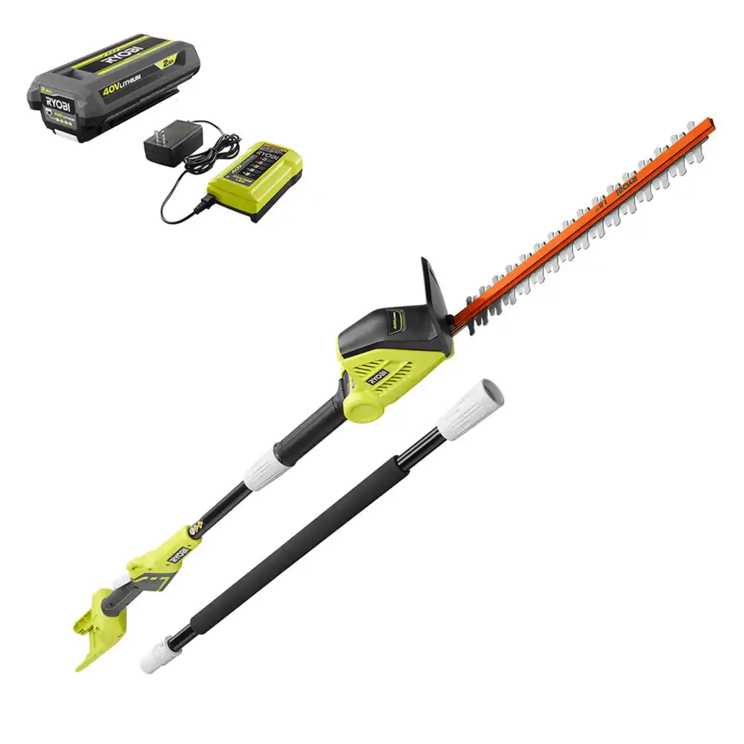 Ryobi 40V 18 in. Cordless Battery Pole Hedge Trimmer. RY40630