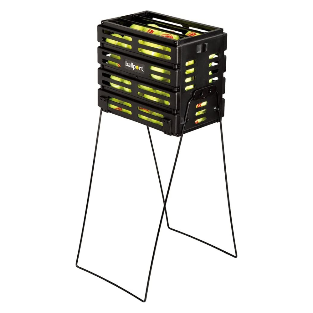 Tourna Ball Port - Tennis Ball Pickup Basket. 80 Ball Capacity with Locking Legs and Top