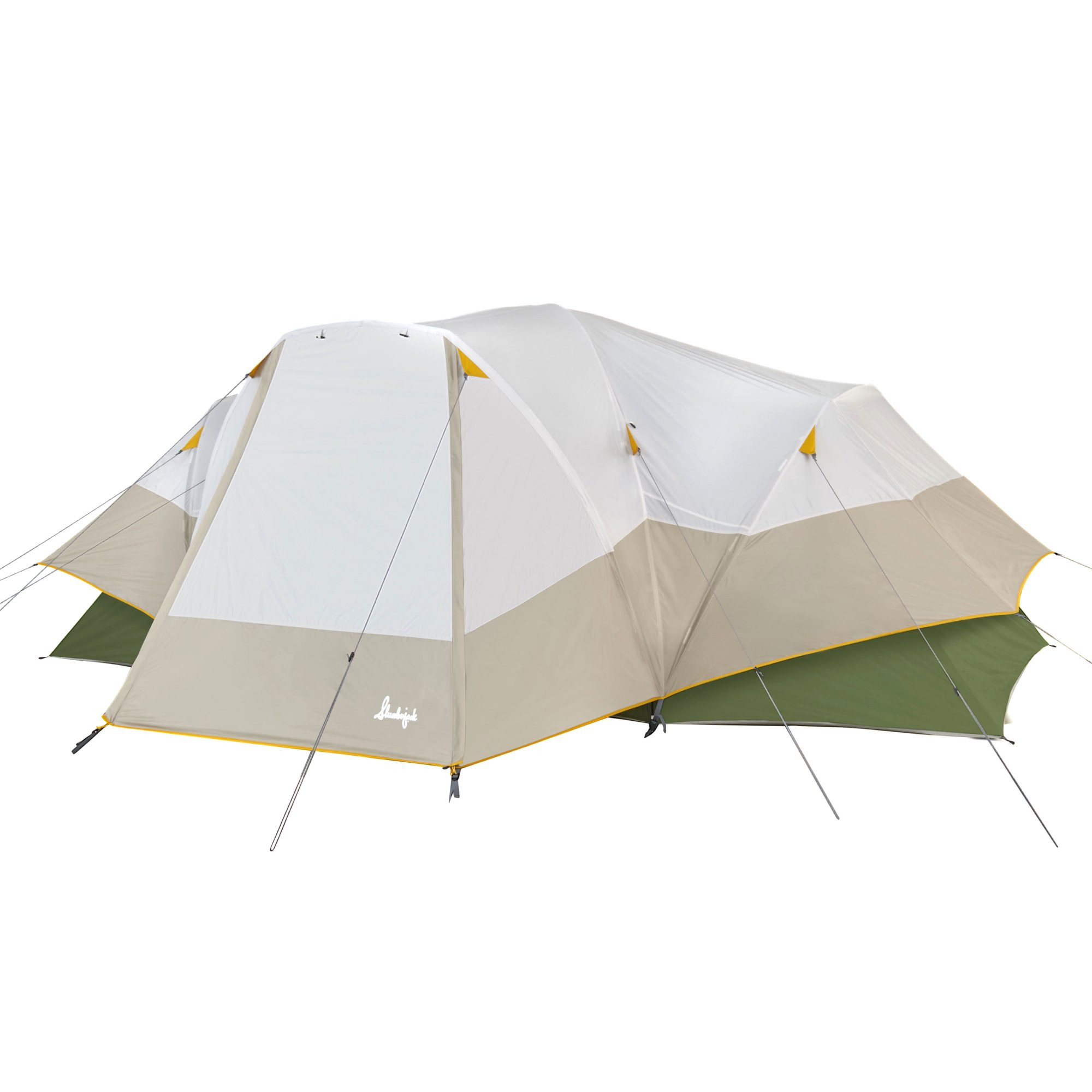 Slumberjack Aspen Grove 8-Person 2 Room Hybrid Dome Tent. with Full Fly. Off-White/ Green