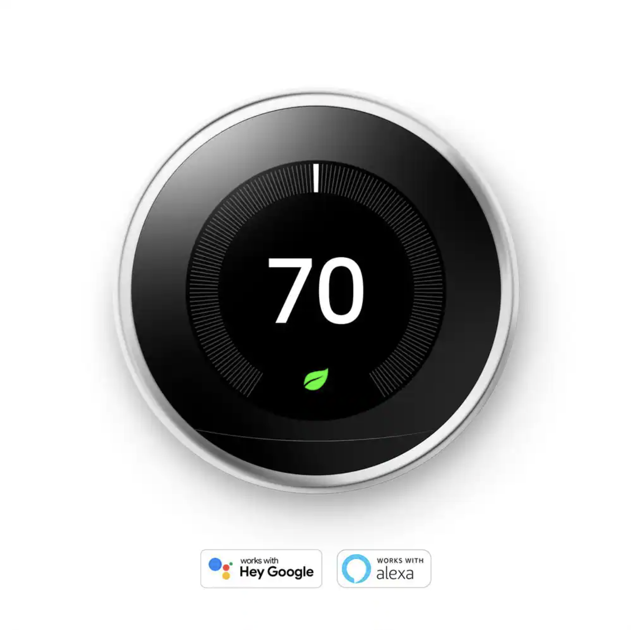 Google Nest Learning Thermostat - Smart Wi-Fi Thermostat. Polished Steel