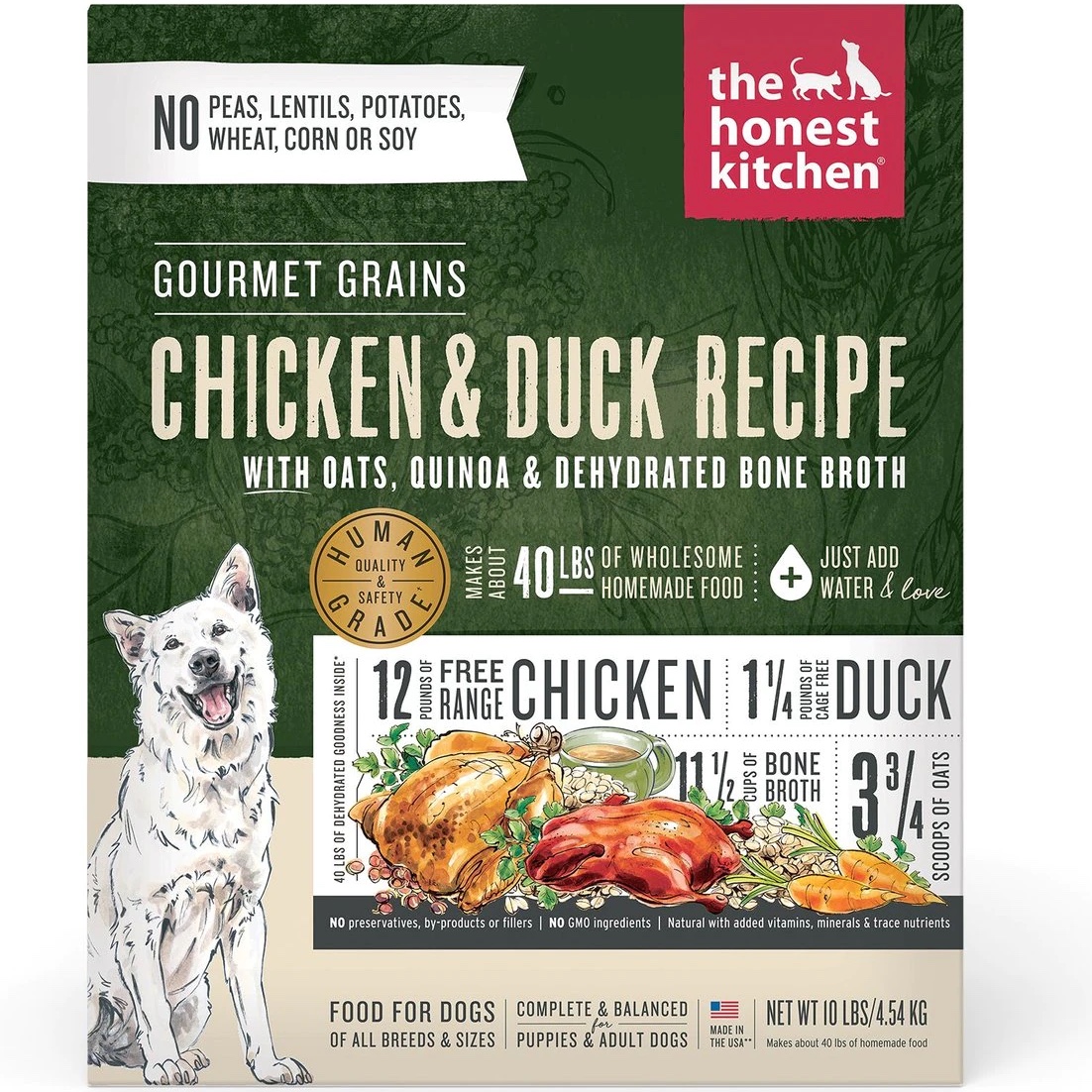 The Honest Kitchen Gourmet Grains Chicken & Duck Recipe Dehydrated Dog Food. 10-lb box