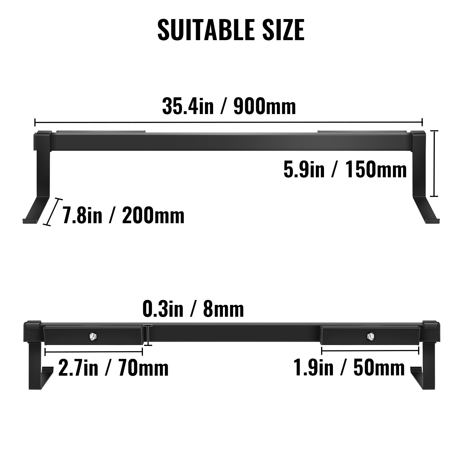 Vevor Window Box Brackets 88lbs Planter Box Brackets 35.4 X 7.8 X 5.9 In Black Planter Mounting Bracket