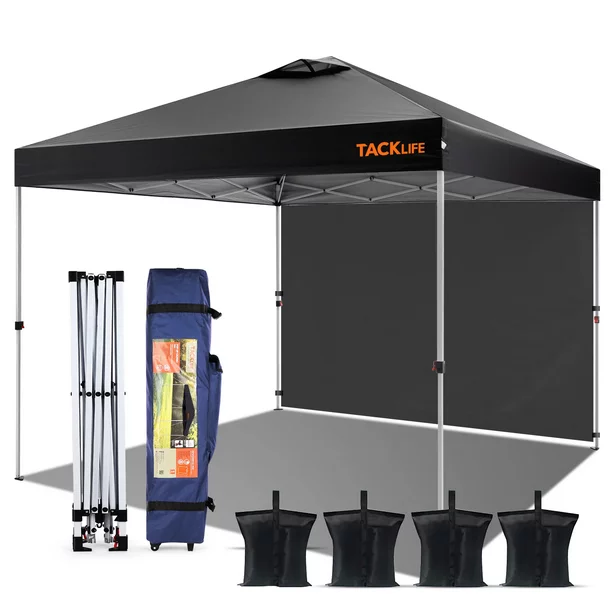 Tacklife Pop Up Canopy Tent 10' X 10'. Easy Set-Up Outdoor Canopy. Instant Canopy. Black