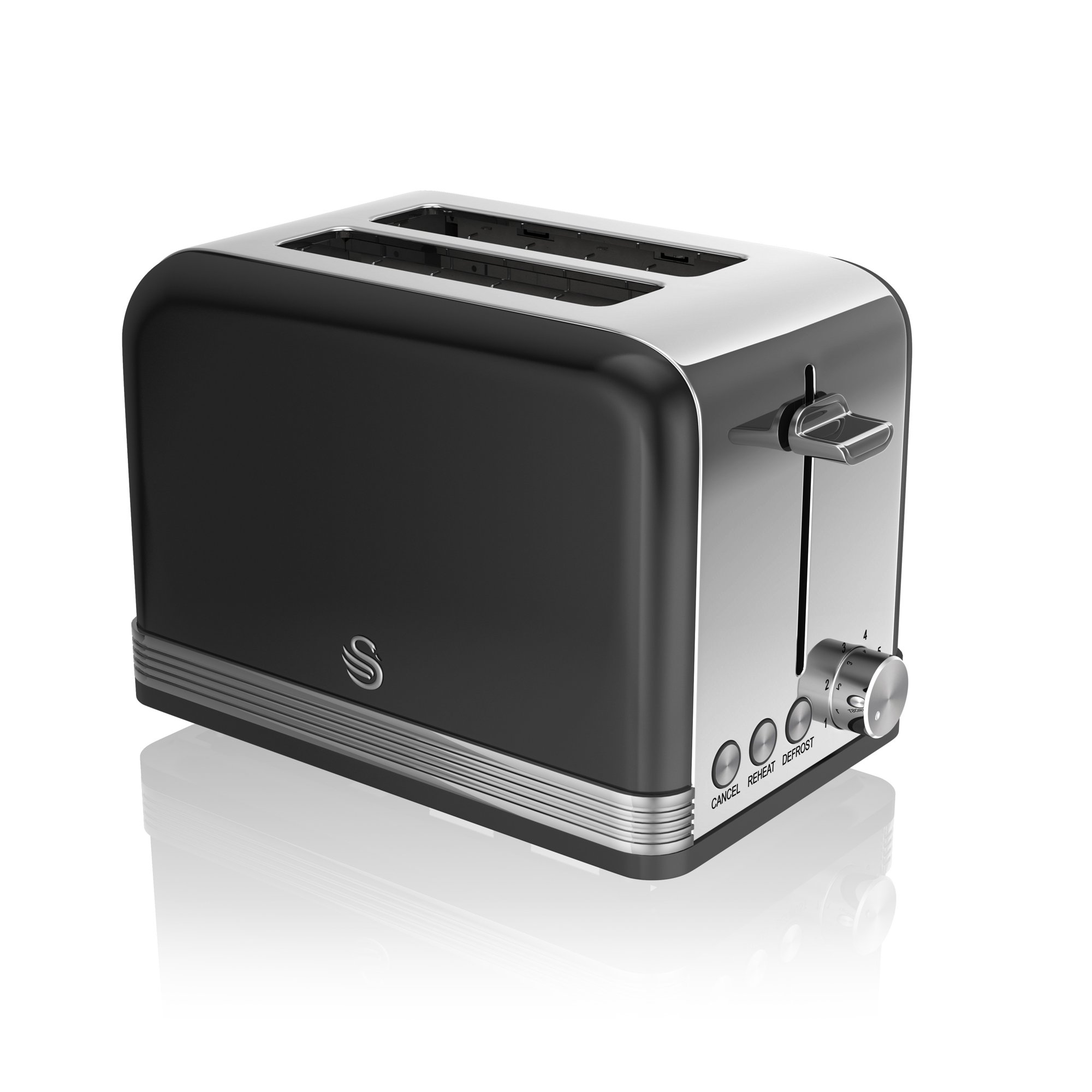 Swan Retro 2 Slice Toaster. ST19010BN. Black