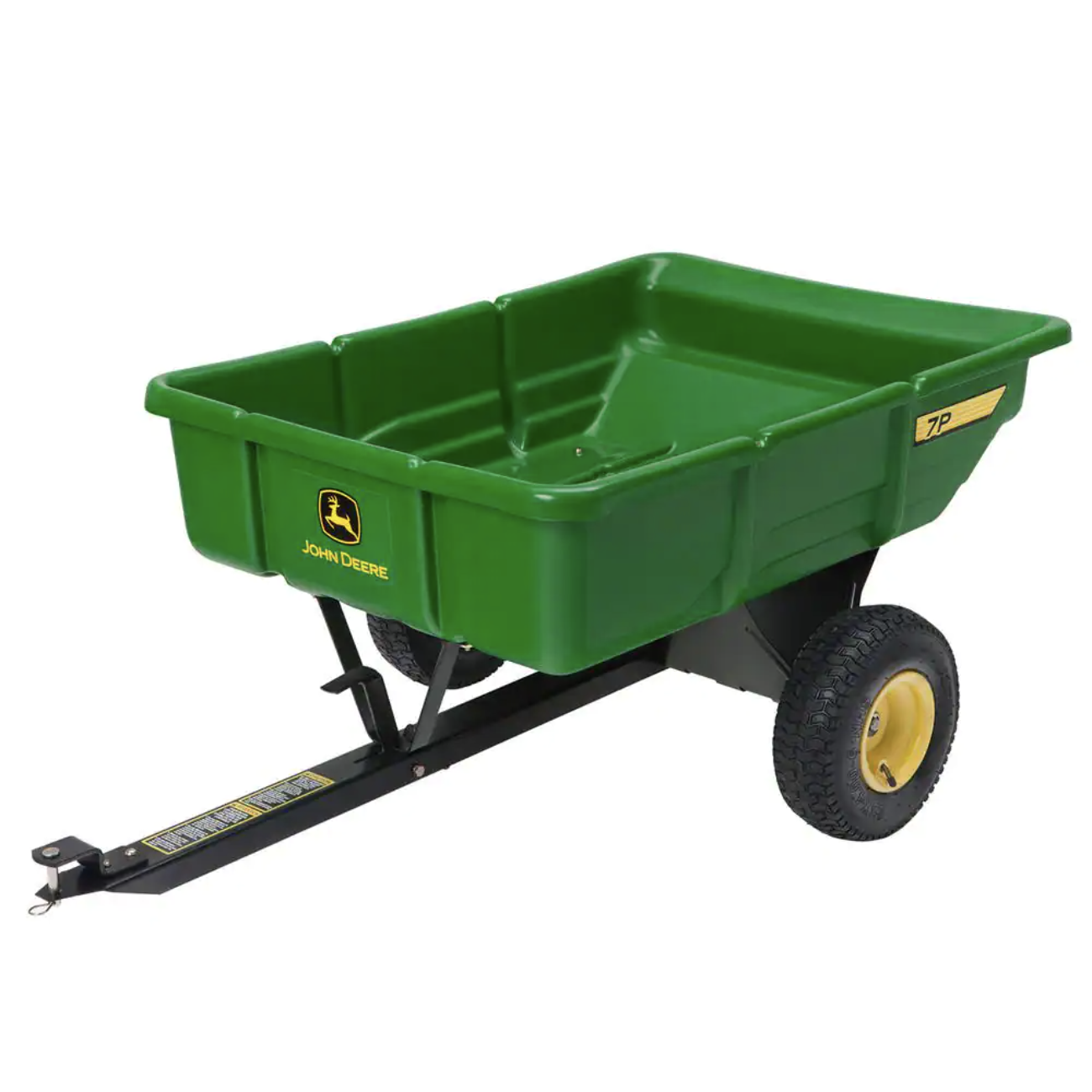 John Deere 450 lb. 7 cu. ft. Tow Behind Poly Utility Cart Dump Trailer with Universal Hitch