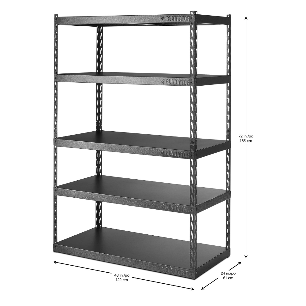 Gladiator EZ Connect Rack Shelving Unit. 72″ H x 48″ W x 24″ D. Gray