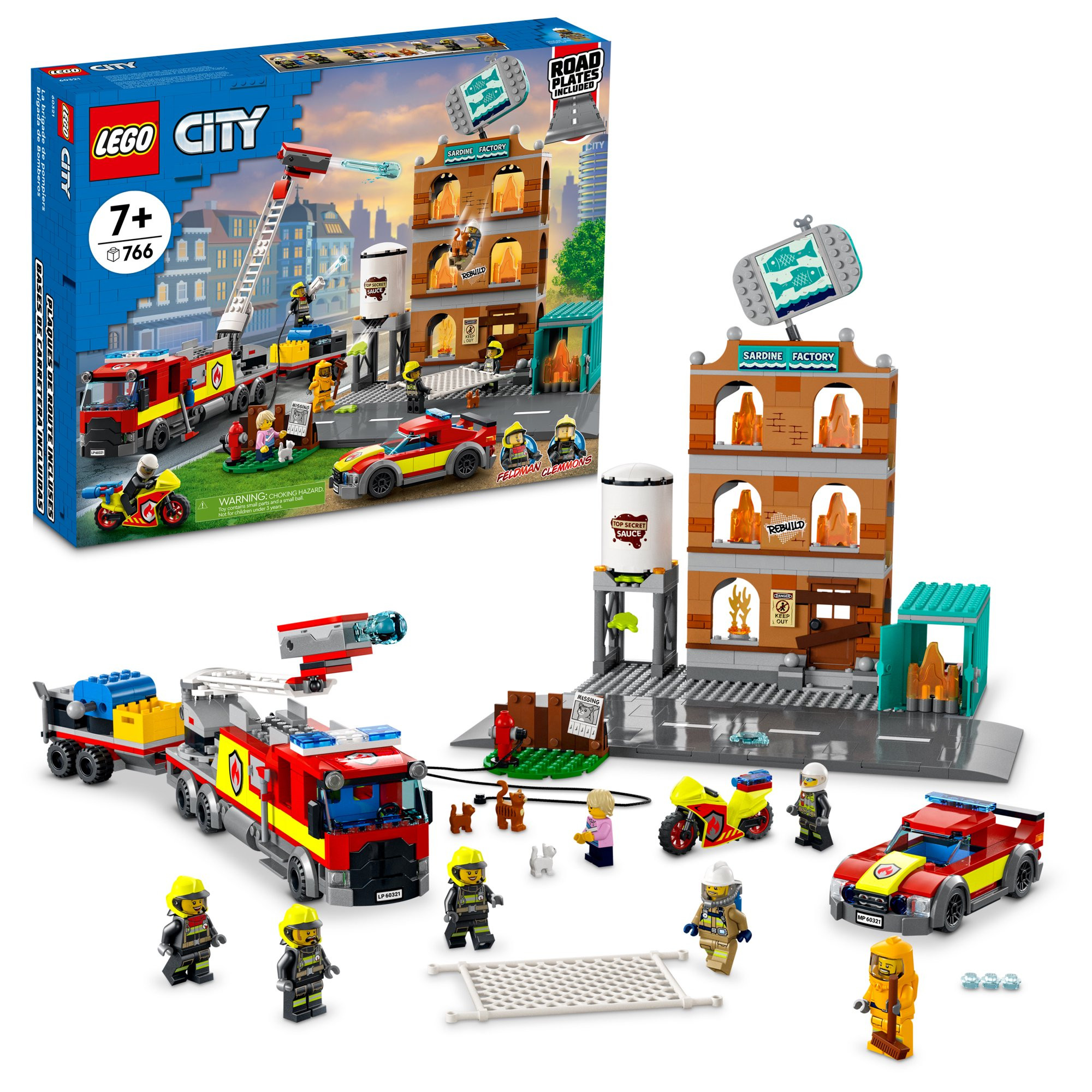 Lego City Fire Brigade 60321 Building Kit. Multi-Model Playset with 2 Lego City TV Characters. 766 Pieces