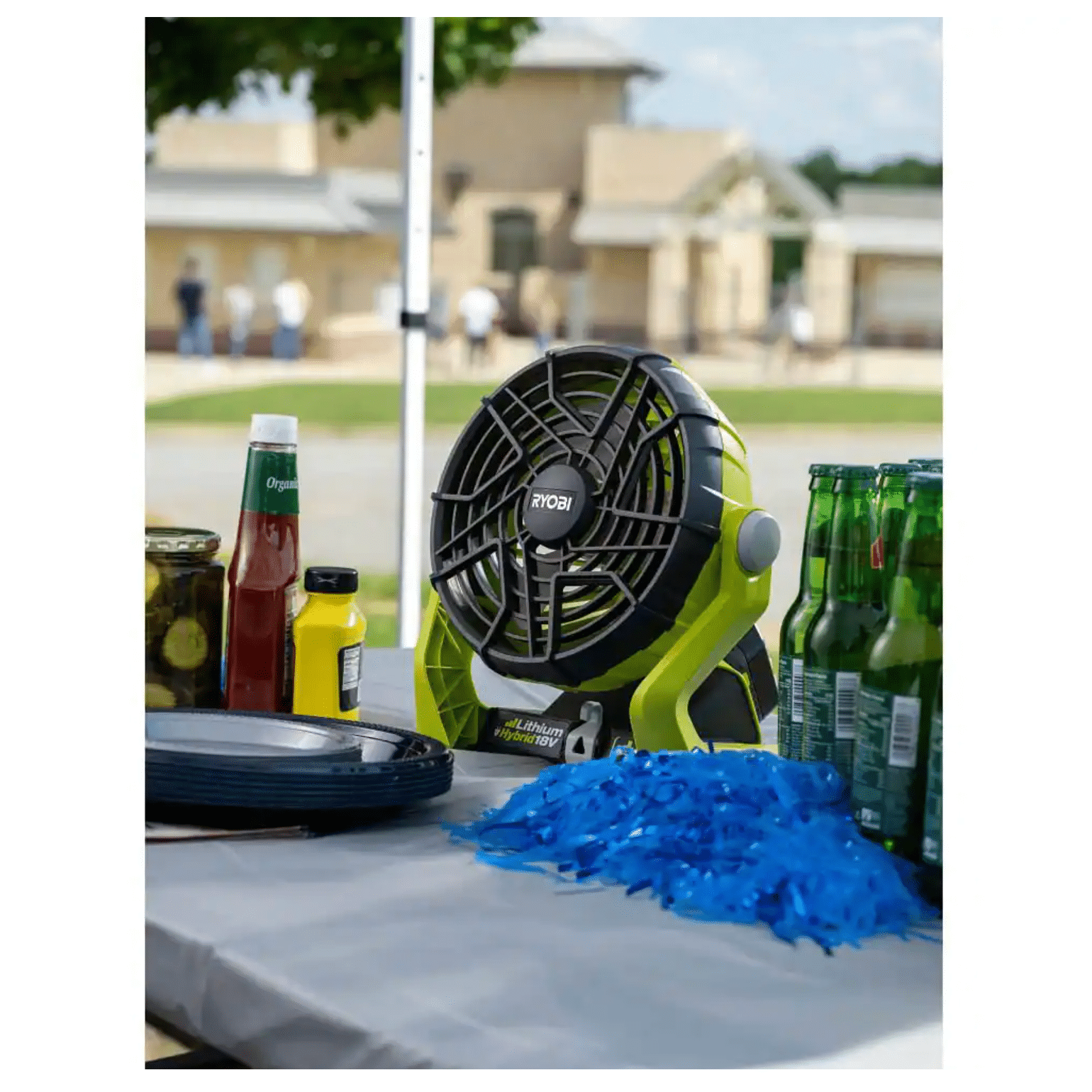 Ryobi One+ 18V Cordless 3-Tool Campers Combo Kit with Work Light. Speaker. Fan. 1.5 Ah Battery & Charger (PCL1304K1N)