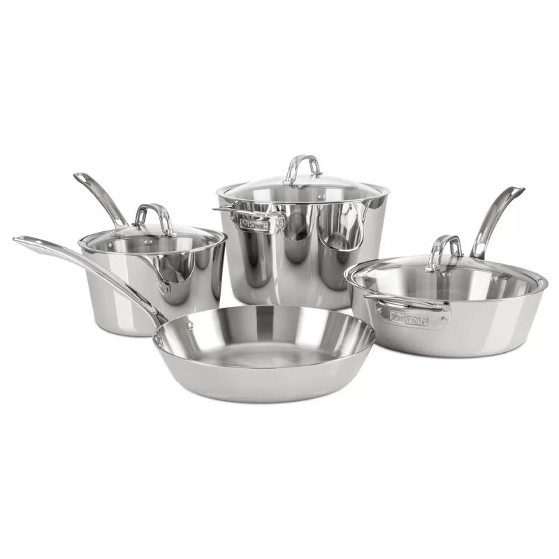 Viking Contemporary 3-Ply Stainless Steel 7-Piece Cookware Set