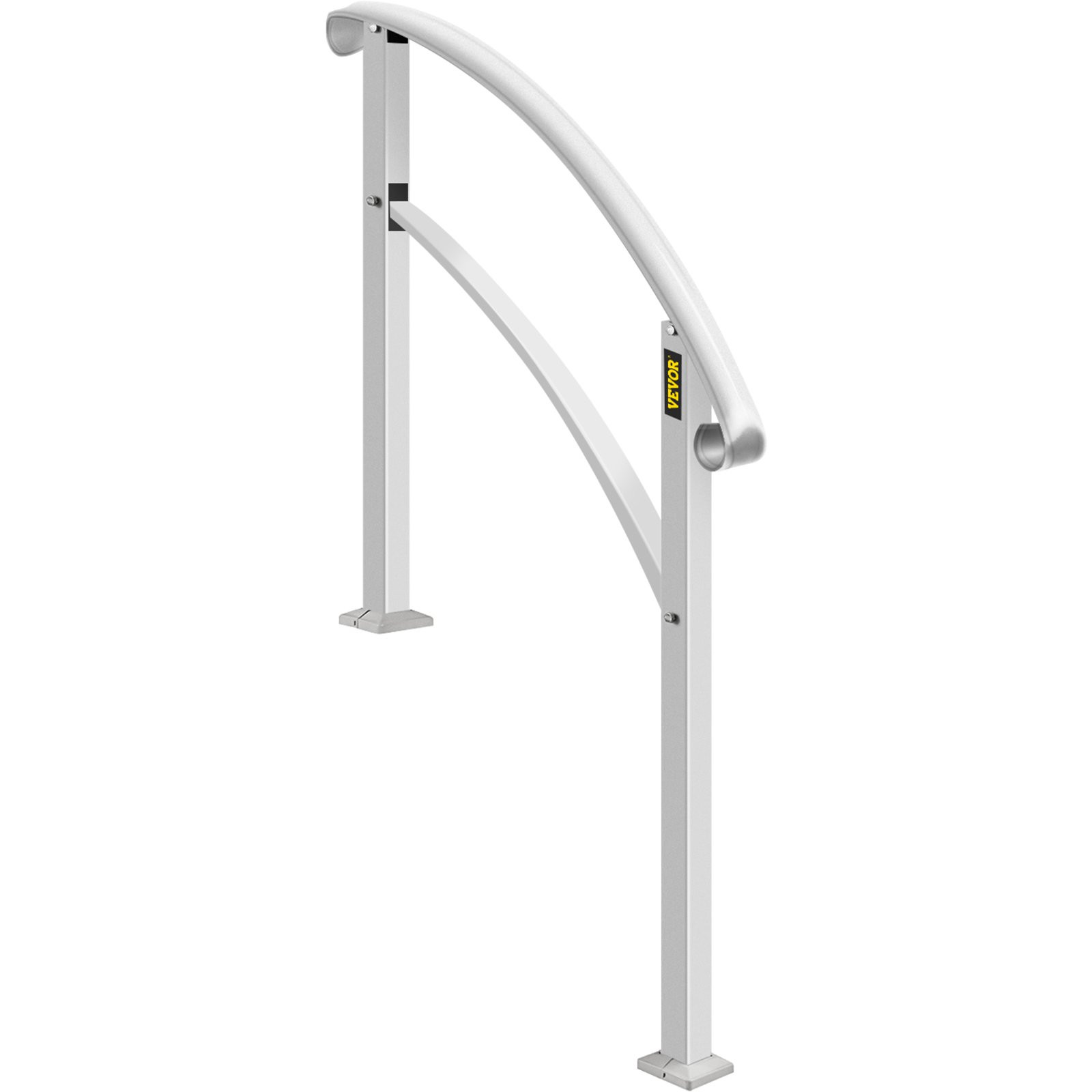 Vevor 4-Step Adjustable Handrail Fits 3 or 4 Steps Stair Rail Wrought Iron Handrail. Matte White