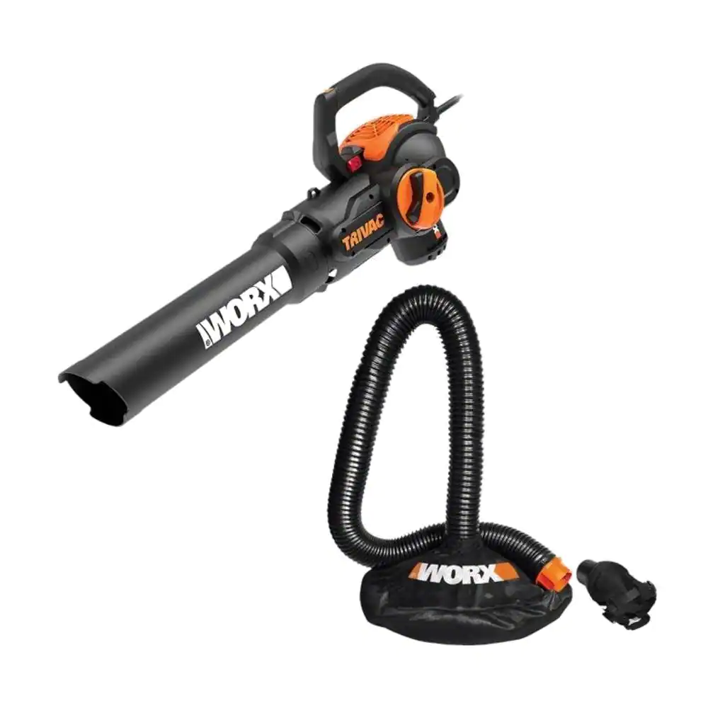 Worx 70 MPH 620 CFM 12 Amp Electric Leaf Blower Mulcher And Vacuum