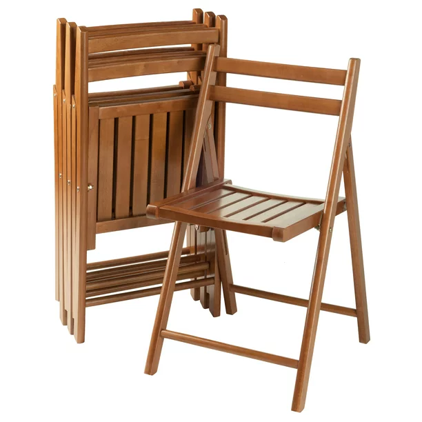 Winsome Wood Robin 4-PC Folding Chair Set. Teak Finish
