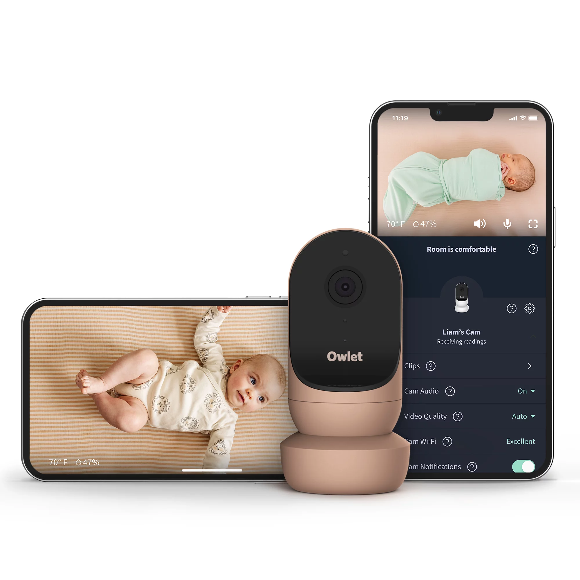 Owlet Cam 2 Smart Portable Video Baby Monitor. HD Video Camera. Encrypted WiFi. Temp. Night Vision. 2-Way Talk. Dusty Rose