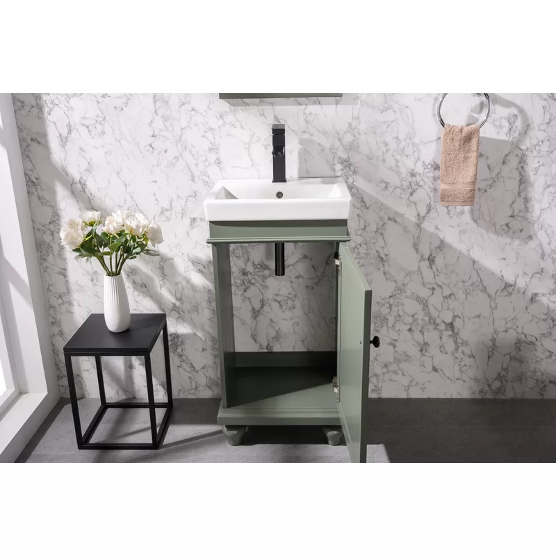 Breakwater Bay Malley 17.5” Free-standing Single Bathroom Vanity with Ceramic Vanity Top
