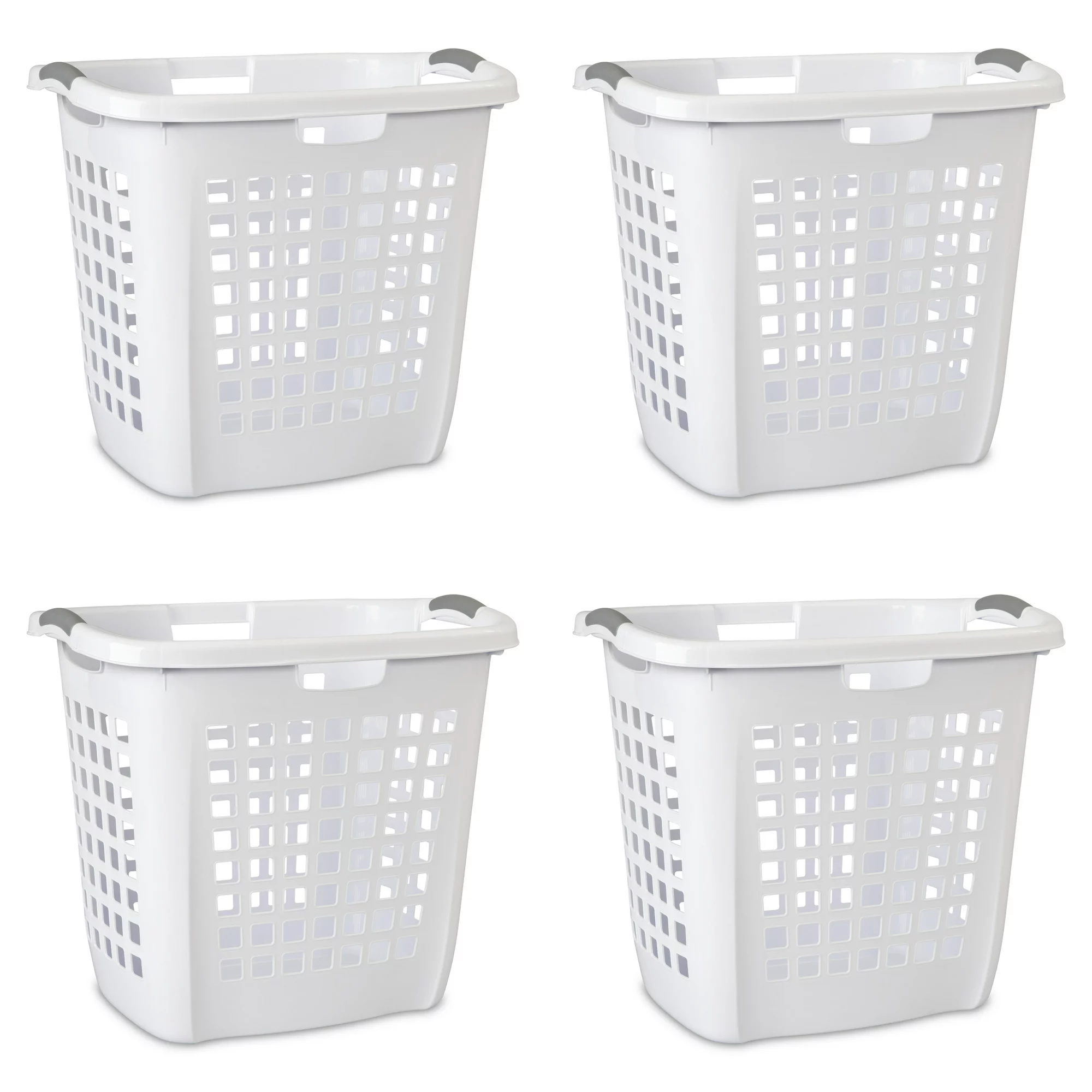 Sterilite Ultra Easy Carry Plastic Laundry Hamper. White. Set of 4