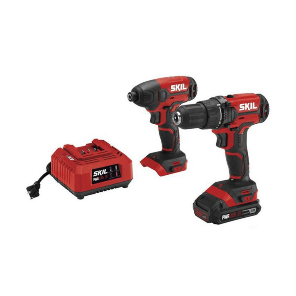Skil Power Core 20 20V Drill Driver And Impact Driver Kit With 2.0ah Lithium Battery. Charger