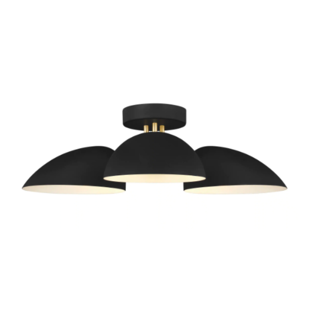 Generation Lighting Designer Collections ED Ellen DeGeneres Jane 24 in. W 3-Light Matte Black Semi-Flush Mount Ceiling Light