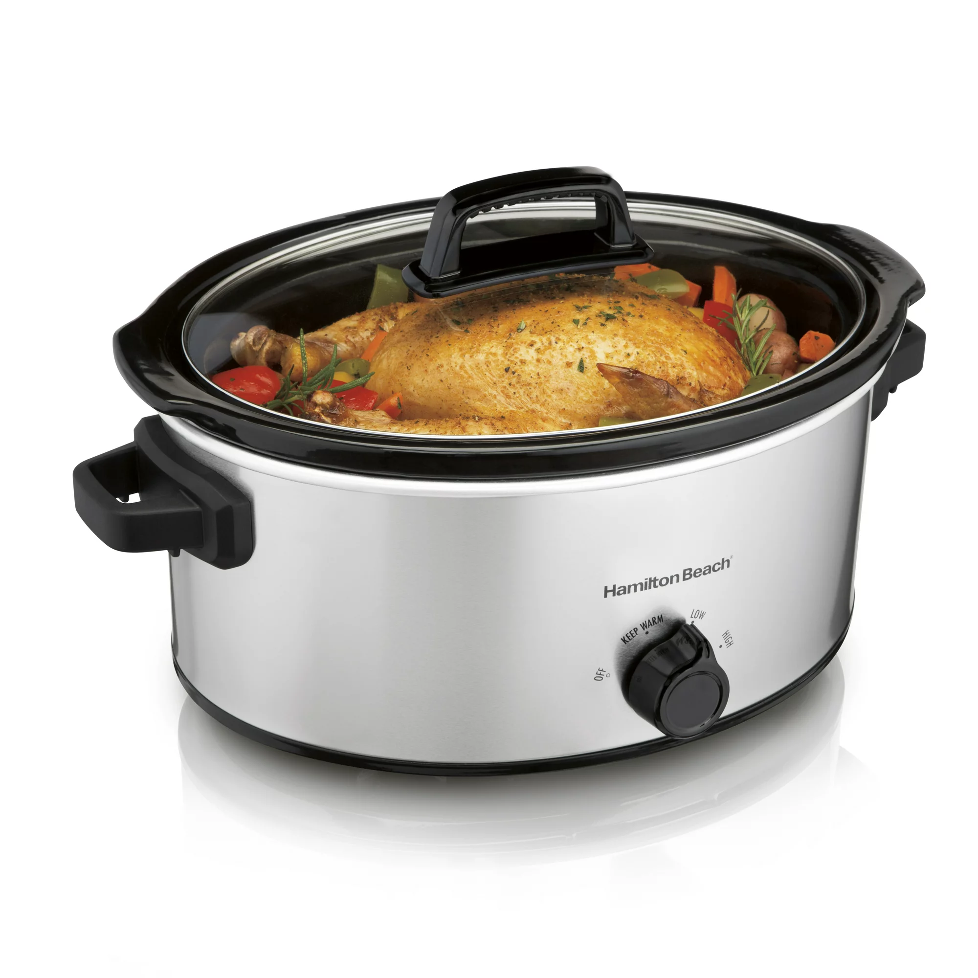 Hamilton Beach Slow Cooker. Large Capacity. Serves 7+. 6 Quarts. Silver. 33665