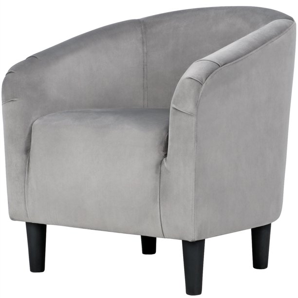 Easyfashion Velvet Club Accent Chair And Ottoman Set. Gray