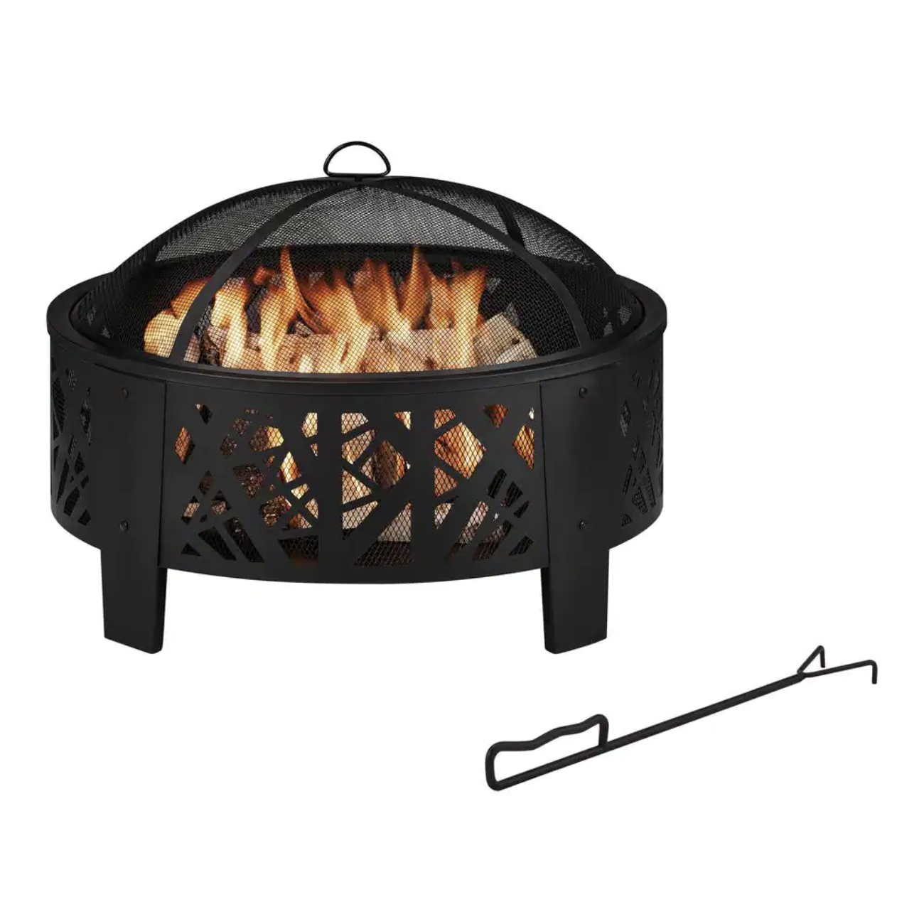 Hampton Bay 30 in. Outdoor Steel Wood Burning Black Fire Pit