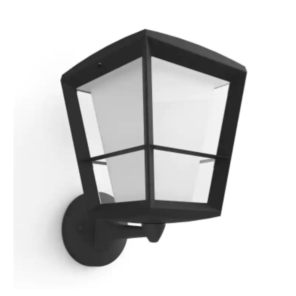 Philips Hue White and Color Ambiance Econic Medium Black Outdoor Wall Up Lantern with Integrated LED