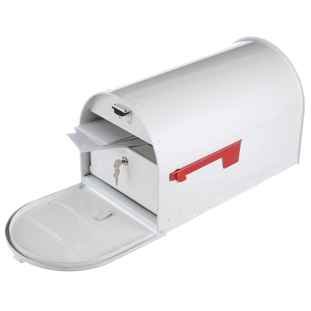 Gibraltar Mailboxes Marshall Large. Locking. Steel. Post-Mount Mailbox. White