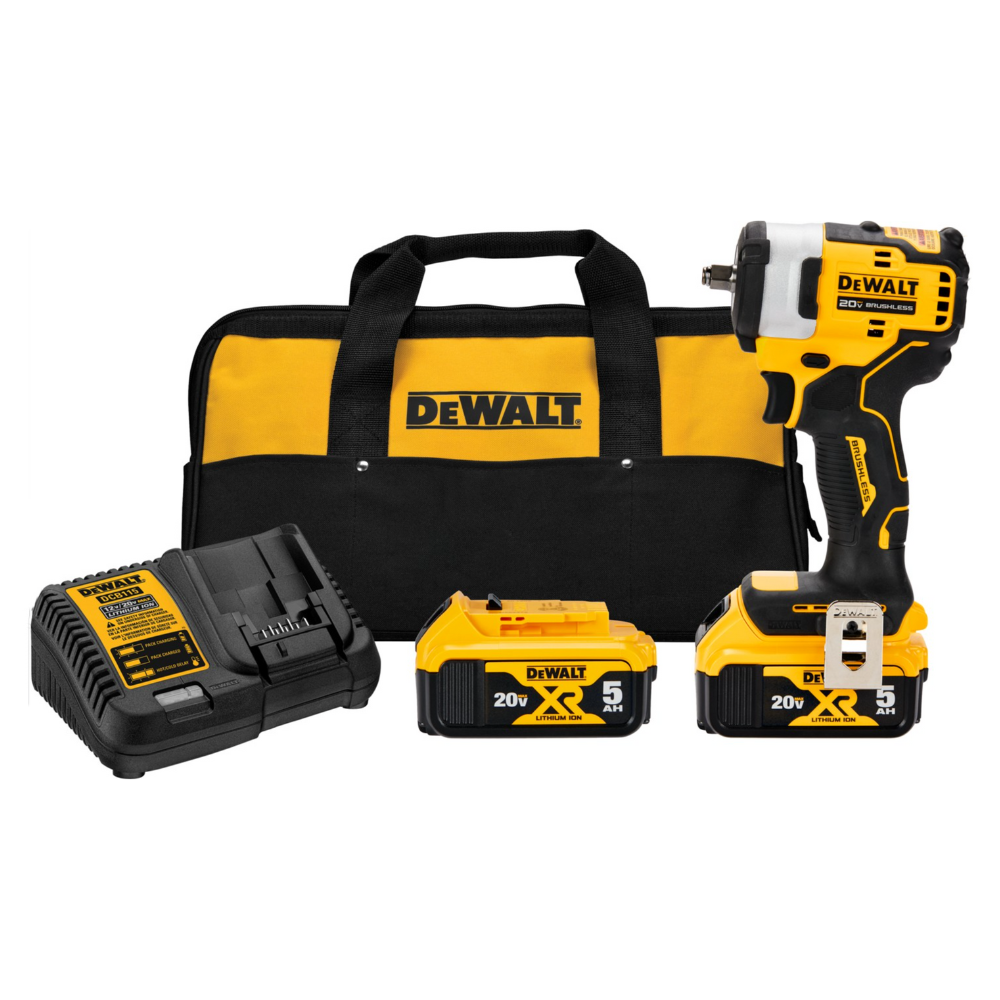 Dewalt 20V MAX 3/8 In. Cordless Impact Wrench With Hog Ring Anvil Kit With 2-Batteries And 1-Charger