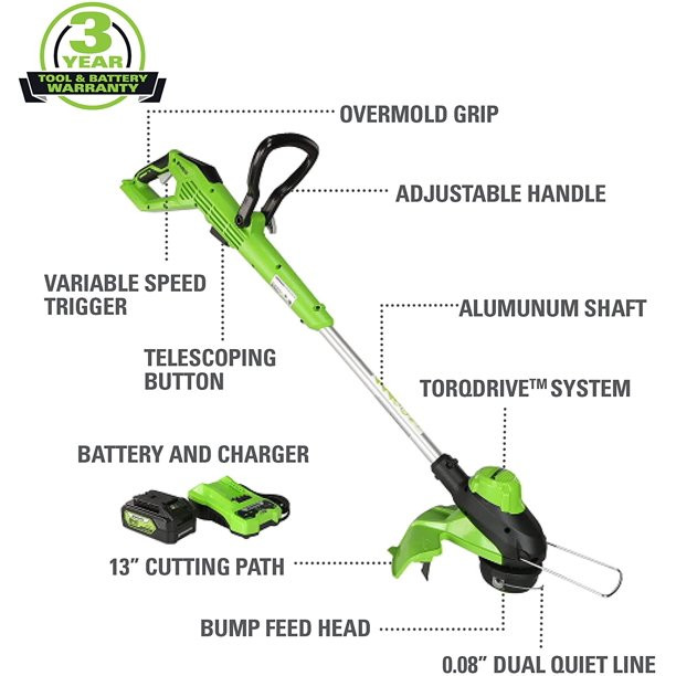 Greenworks 24V 13″ Brushless TORQDRIVE String Trimmer . 2118202AZ