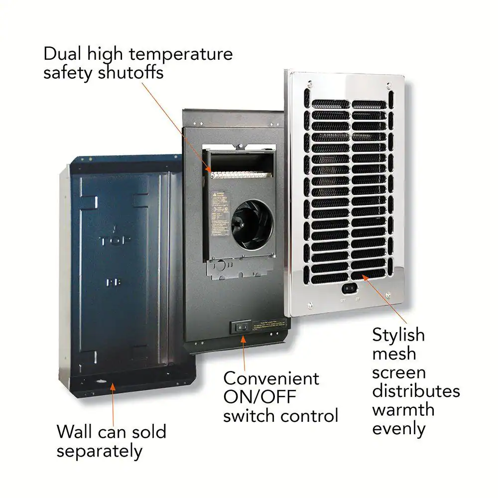 Cadet 120-volt 1.000-watt RBF Series In-wall Fan-forced Electric Bathroom Heater In Chrome