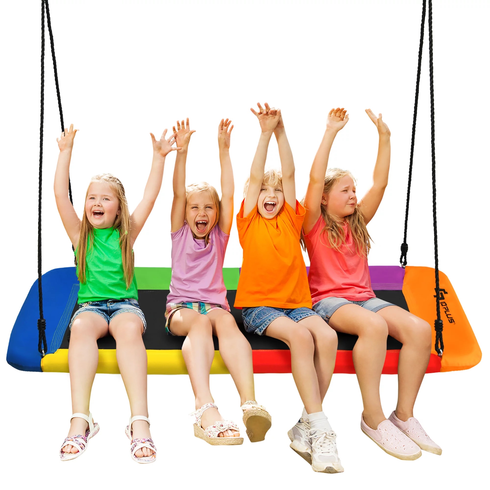 Costway Goplus 700 lbs Giant 60” Platform Tree Swing Outdoor with 2 Hanging Straps. Colorful