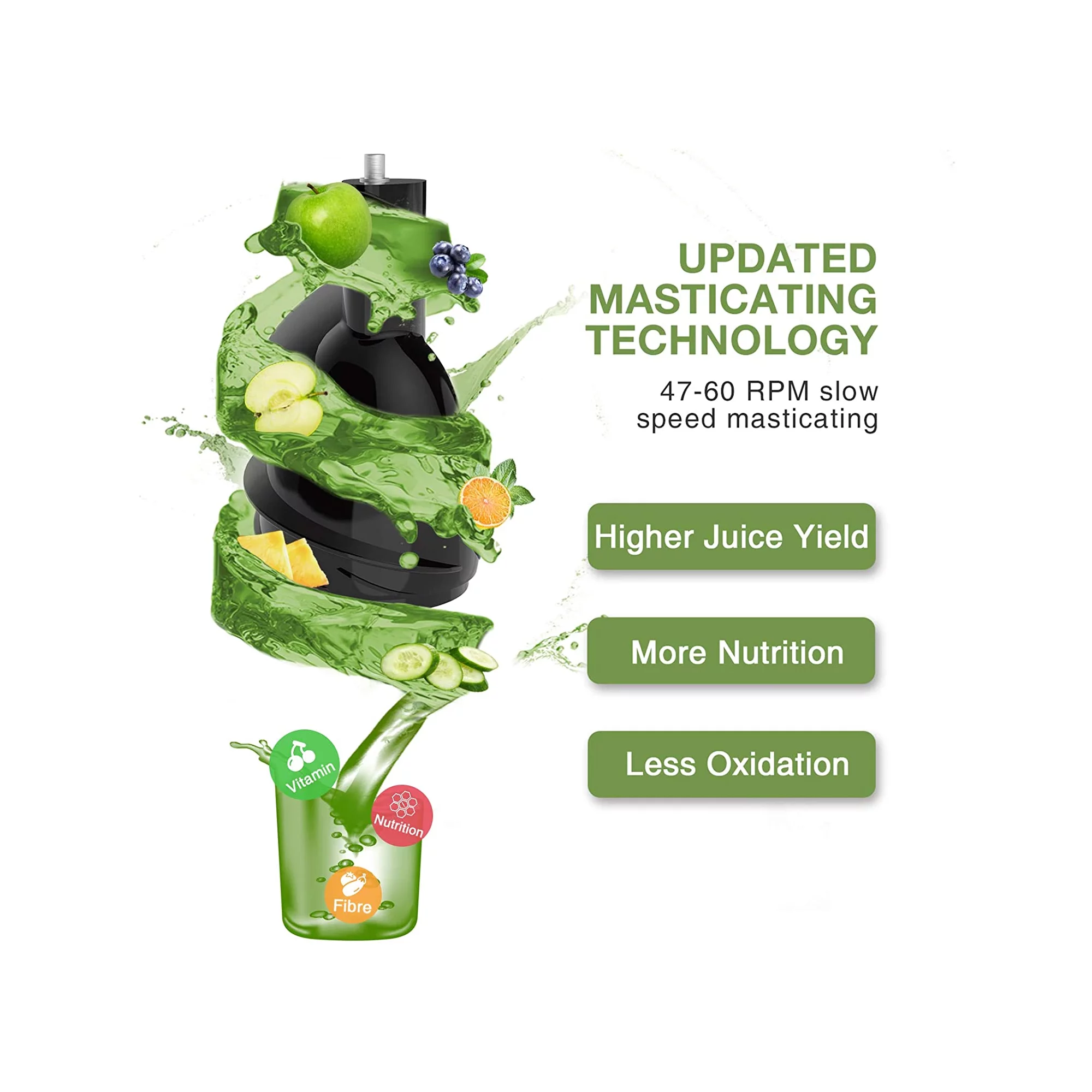 Aeitto Cold Press Juicer Pro. Slow Masticating Juicer Machines. Big Wide 3.2-in Chute. BPA-Free. Quiet Motor