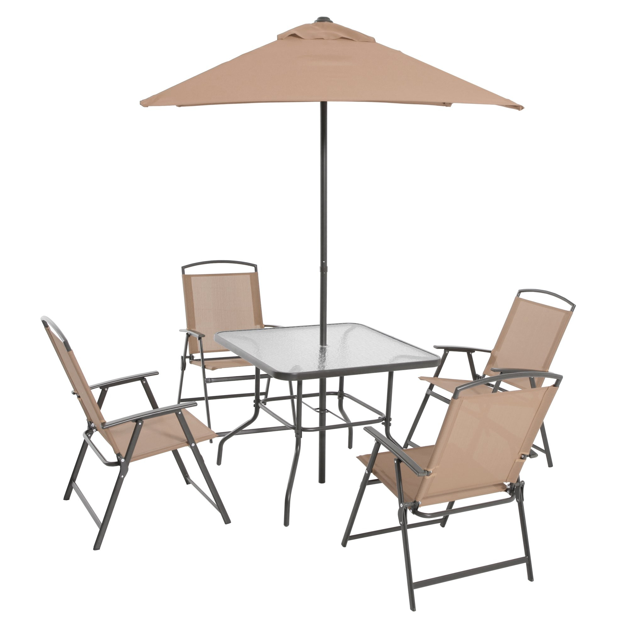Mainstays Albany Lane 6 Pieces Outdoor Patio Dining Set. Tan