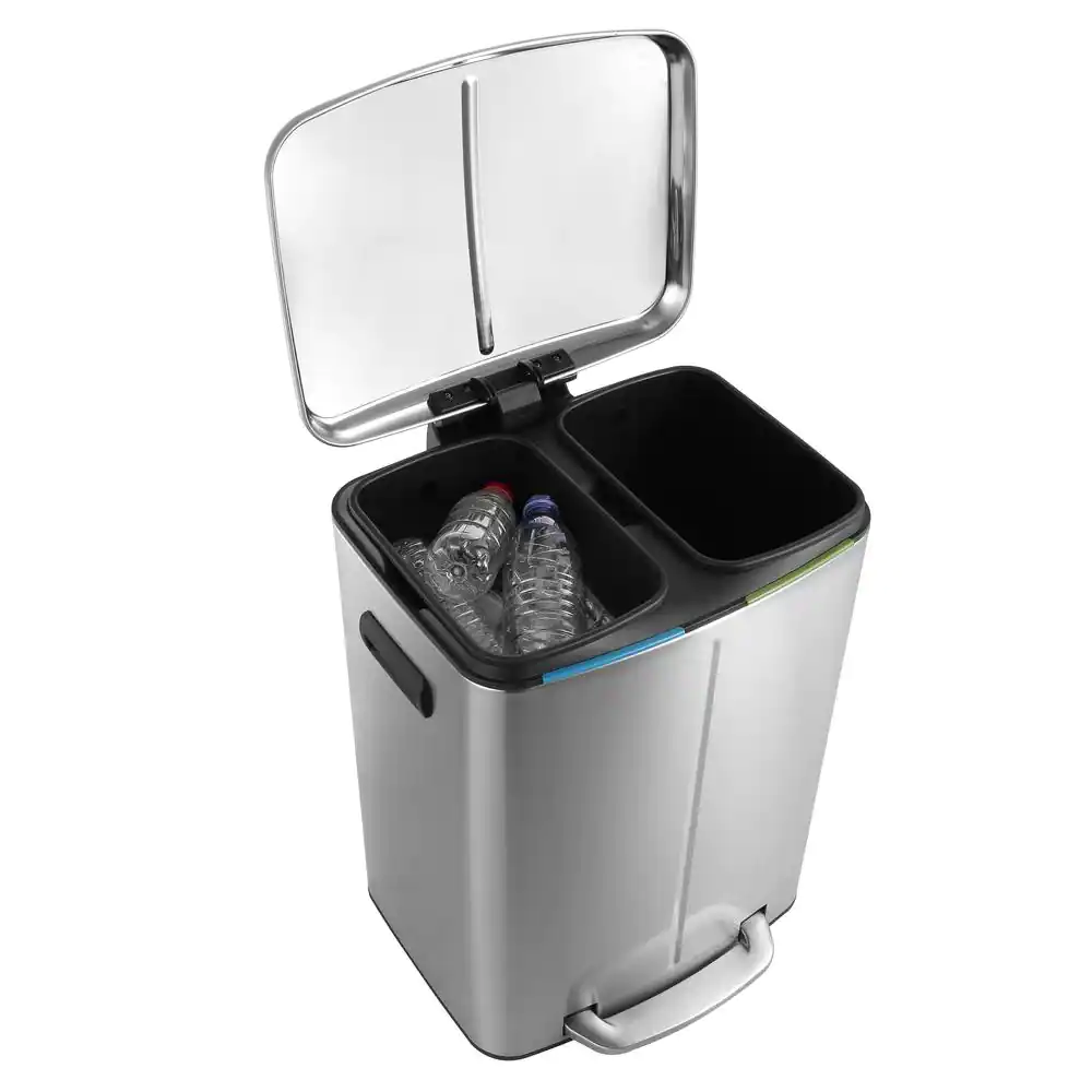Happimess Marco Rectangular 10.5 Gal. Double Bucket Trash Can with Soft-Close Lid