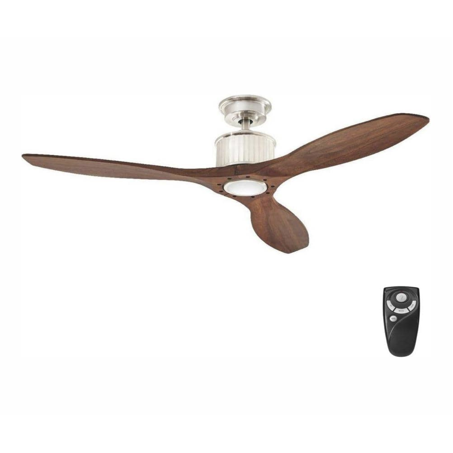 Home Decorators Collection Reagan 52 in. LED Indoor Brushed Nickel Ceiling Fan with Light Kit and Remote Control