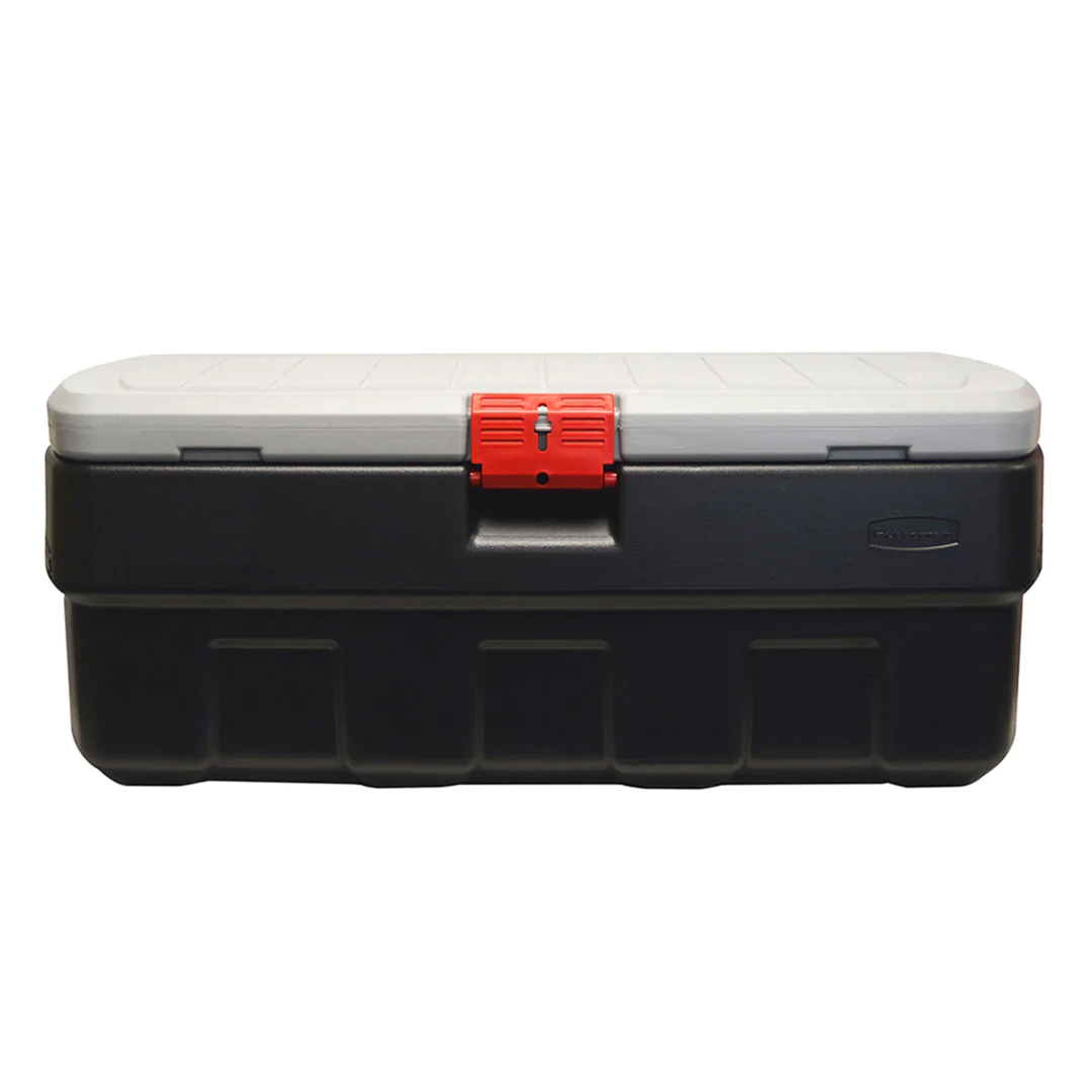 Rubbermaid 48 Gallon Black Action Packer Lockable Latch Storage Box Tote. Single