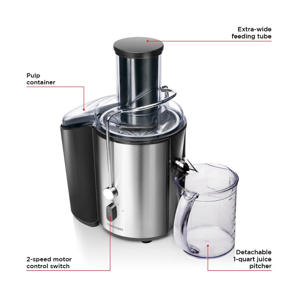 Chefman 2-Speed Electric Juicer. 700W. Stainless Steel Blades
