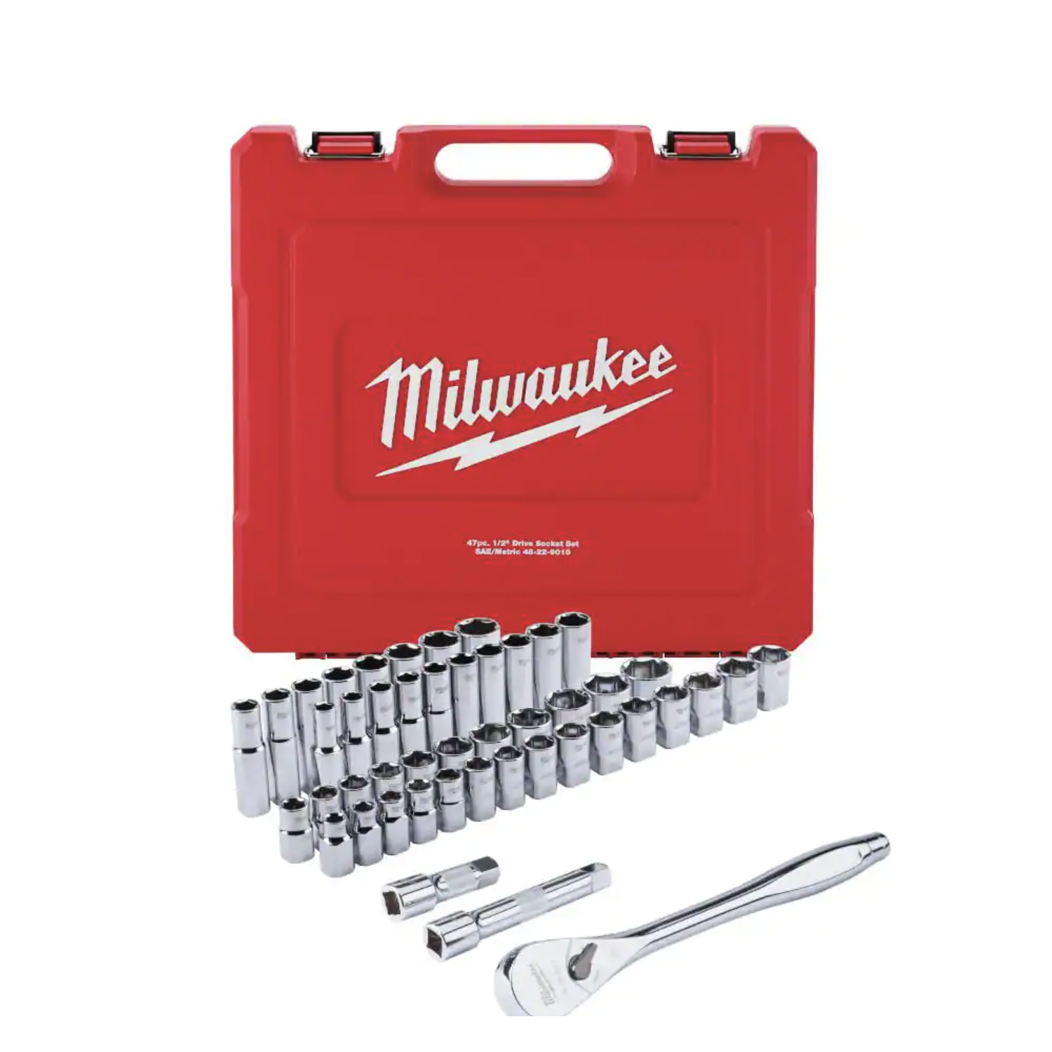 Milwaukee 1/2 in. Drive SAE/Metric Ratchet and Socket Mechanics Tool Set. 47-Piece (48-22-9010)