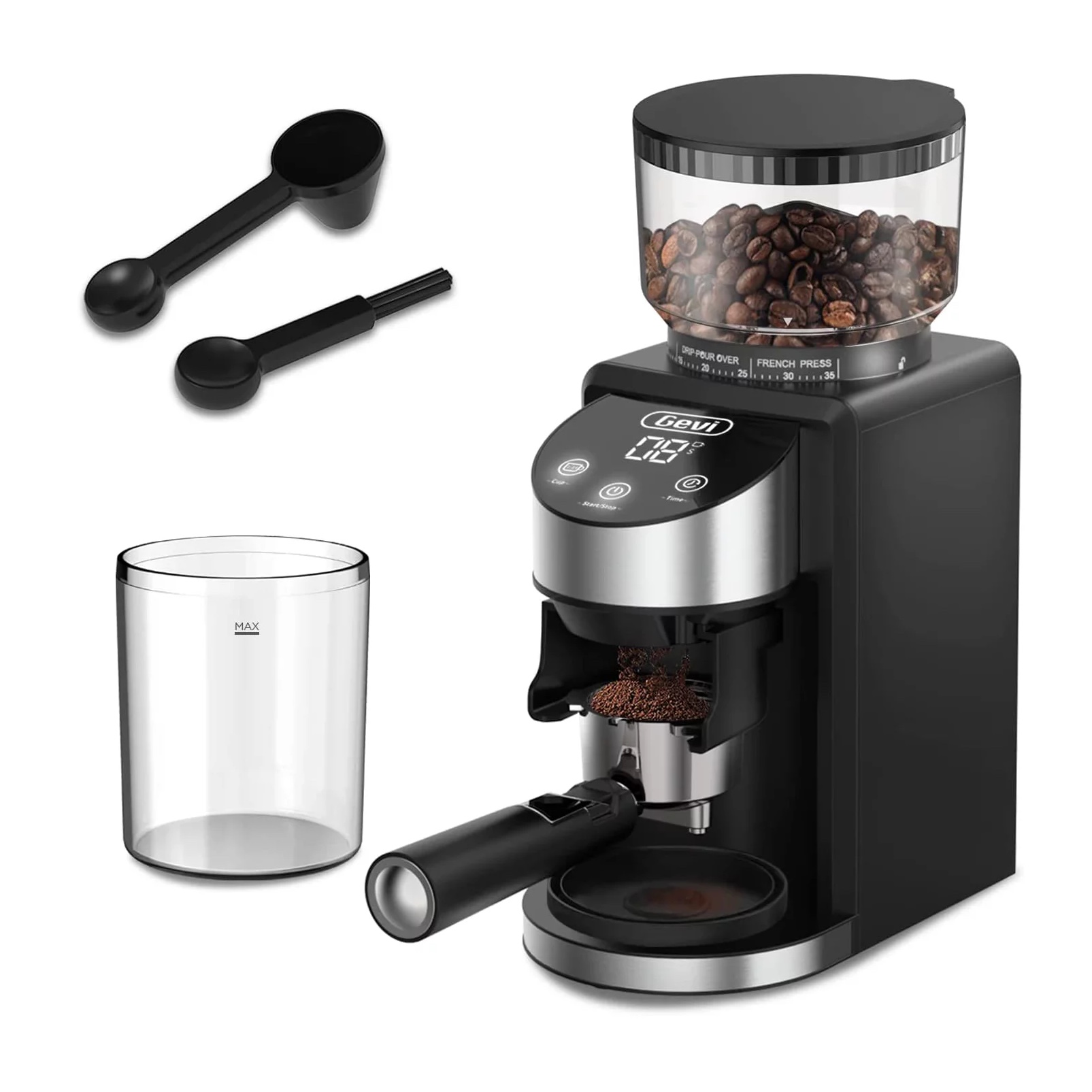 Gevi Electric Coffee Grinder. Adjustable Burr Mill with 35 Precise Grind Settings. Black