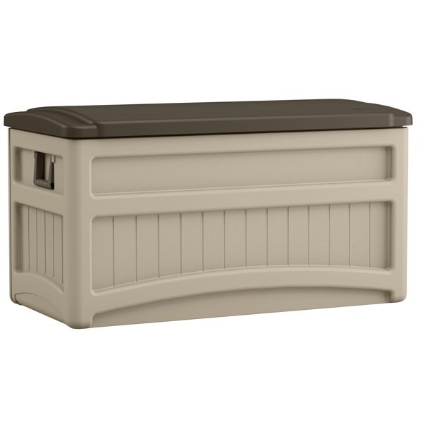 Suncast 73 Gallon Resin Deck Box. Light Taupe